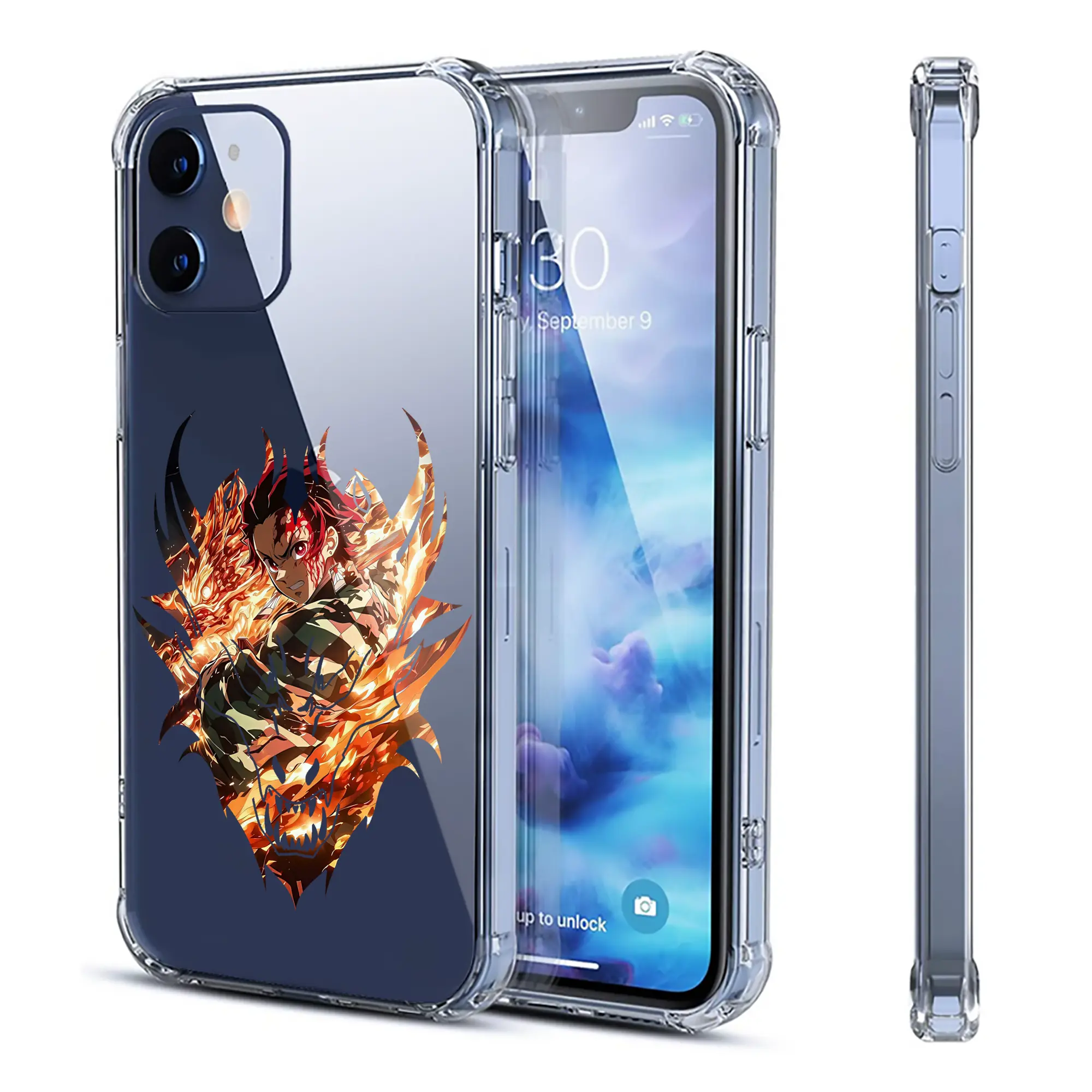 鬼滅の刃 グッズ,竈門 炭治郎 - IPhone 12シリーズ対応 ・ 透明スマホケース ・ クリアソフトケース ・ TPU素材 ・ 耐衝撃 ・ 高密着 ・ 防汚 防指紋 ・ 簡単着脱